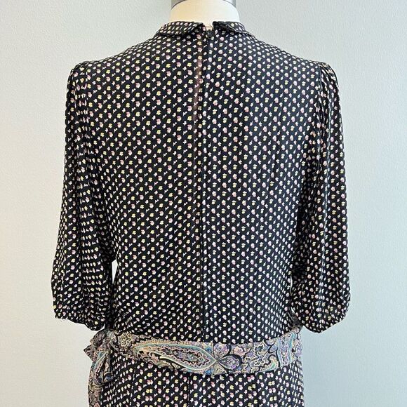 Vintage 80s Tarus II Women’s 10 Victorian Tie Midi Dress Cottagecore Floral USA - Picture 7 of 14